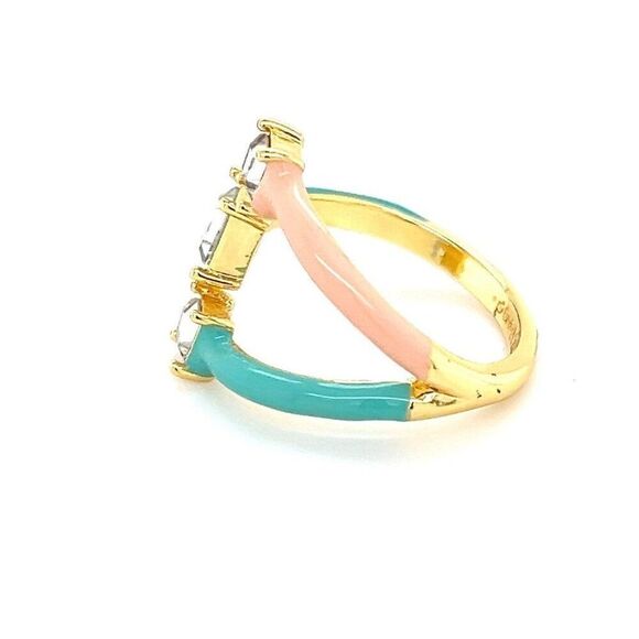 Pura Vida Teal/Pink Enamel Ring - Picture 2 of 10